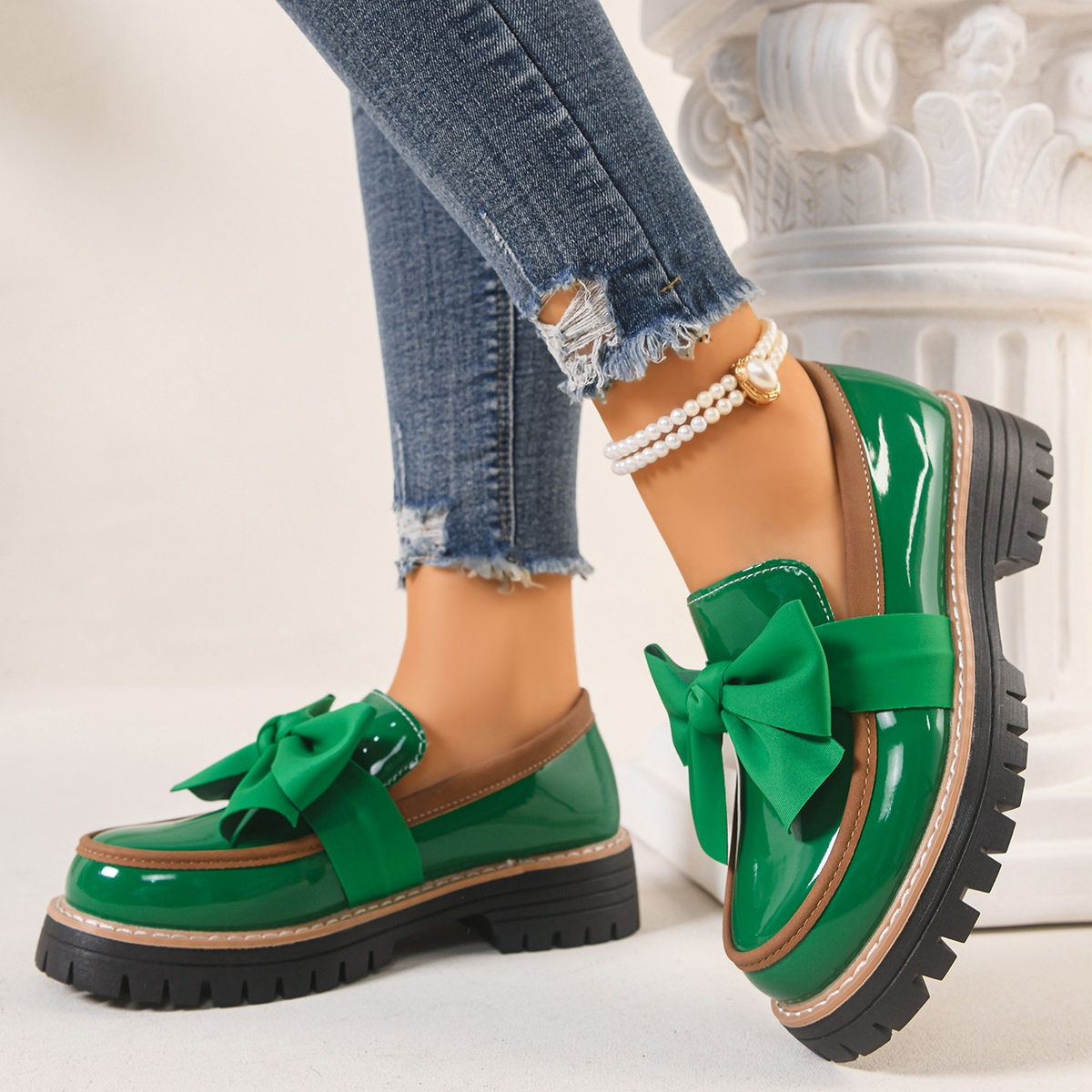 Elara Bow Detail Loafers