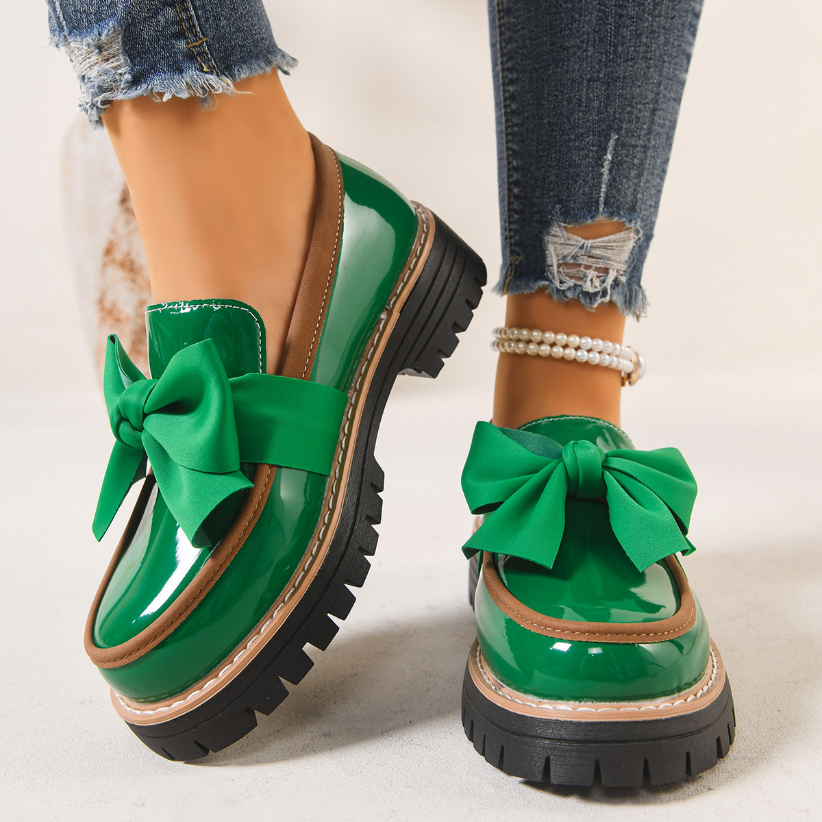 Elara Bow Detail Loafers