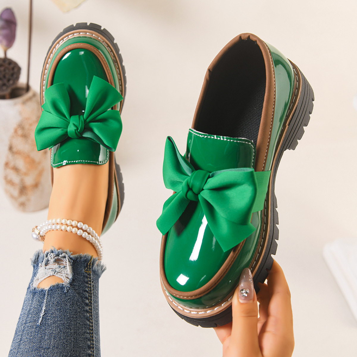 Elara Bow Detail Loafers