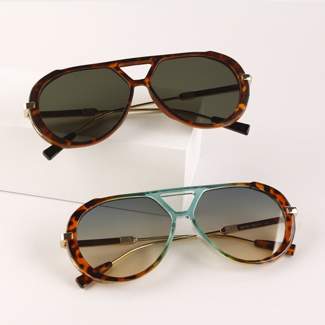 Aurelio Leopard Aviator Sunglasses
