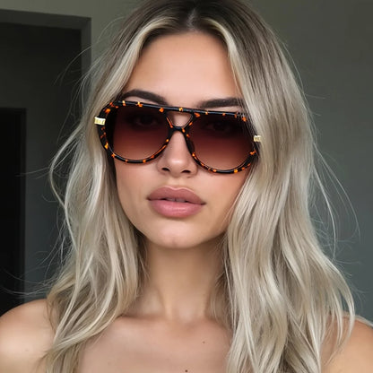 Aurelio Leopard Aviator Sunglasses
